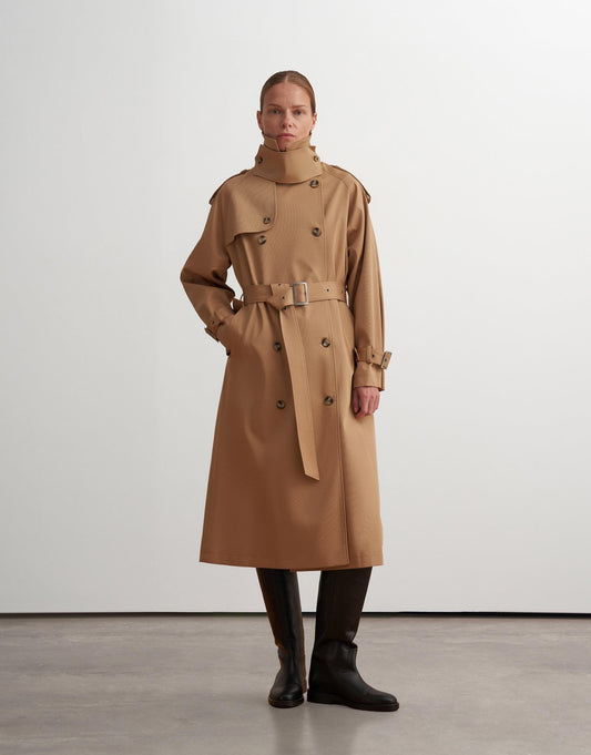 Klasik Koton Trençkot Camel Ön Görünüm - BEJ Fine Factory