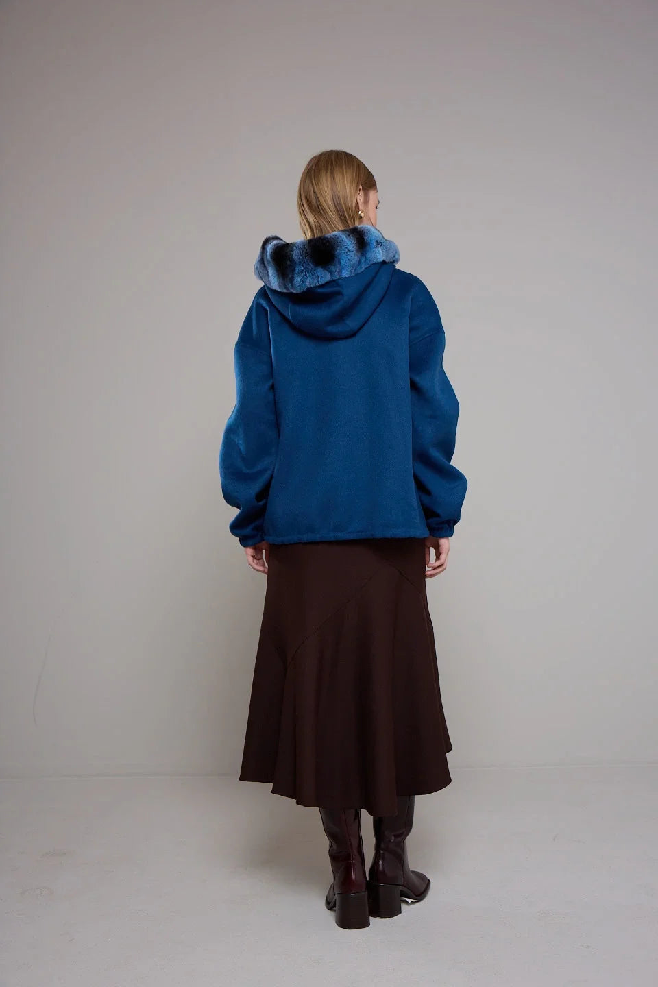 ALPAKA REX KÜRK DETAYLI KABAN LACİVERT