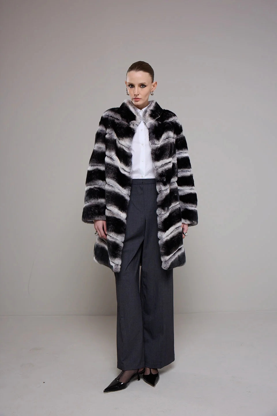 BLACK AND WHITE REX FUR