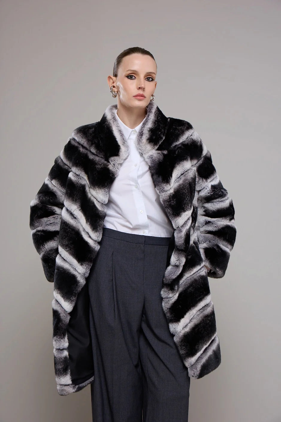 BLACK AND WHITE REX FUR