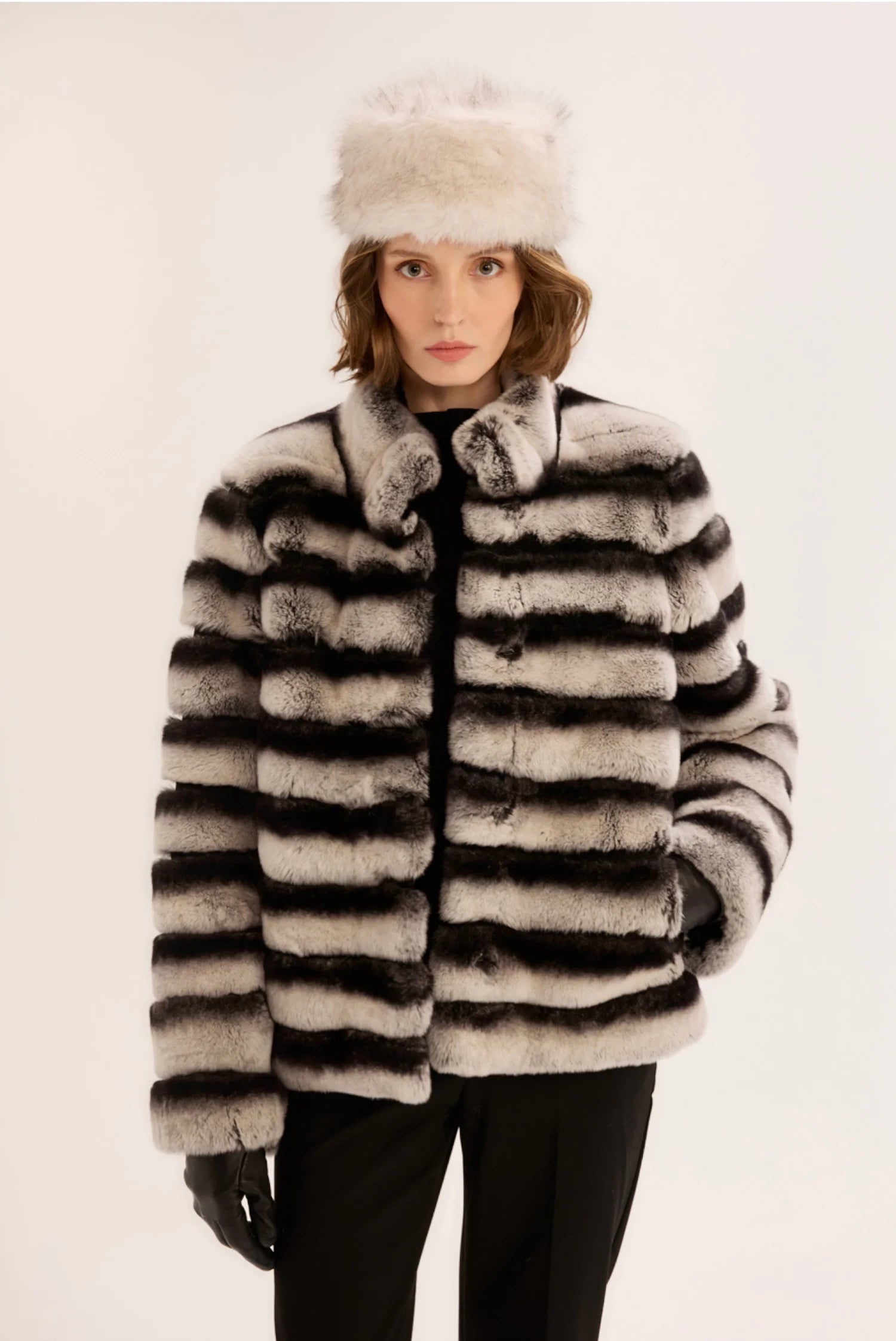 CHINCHILLA KÜRK MONT SİYAH-GRİ