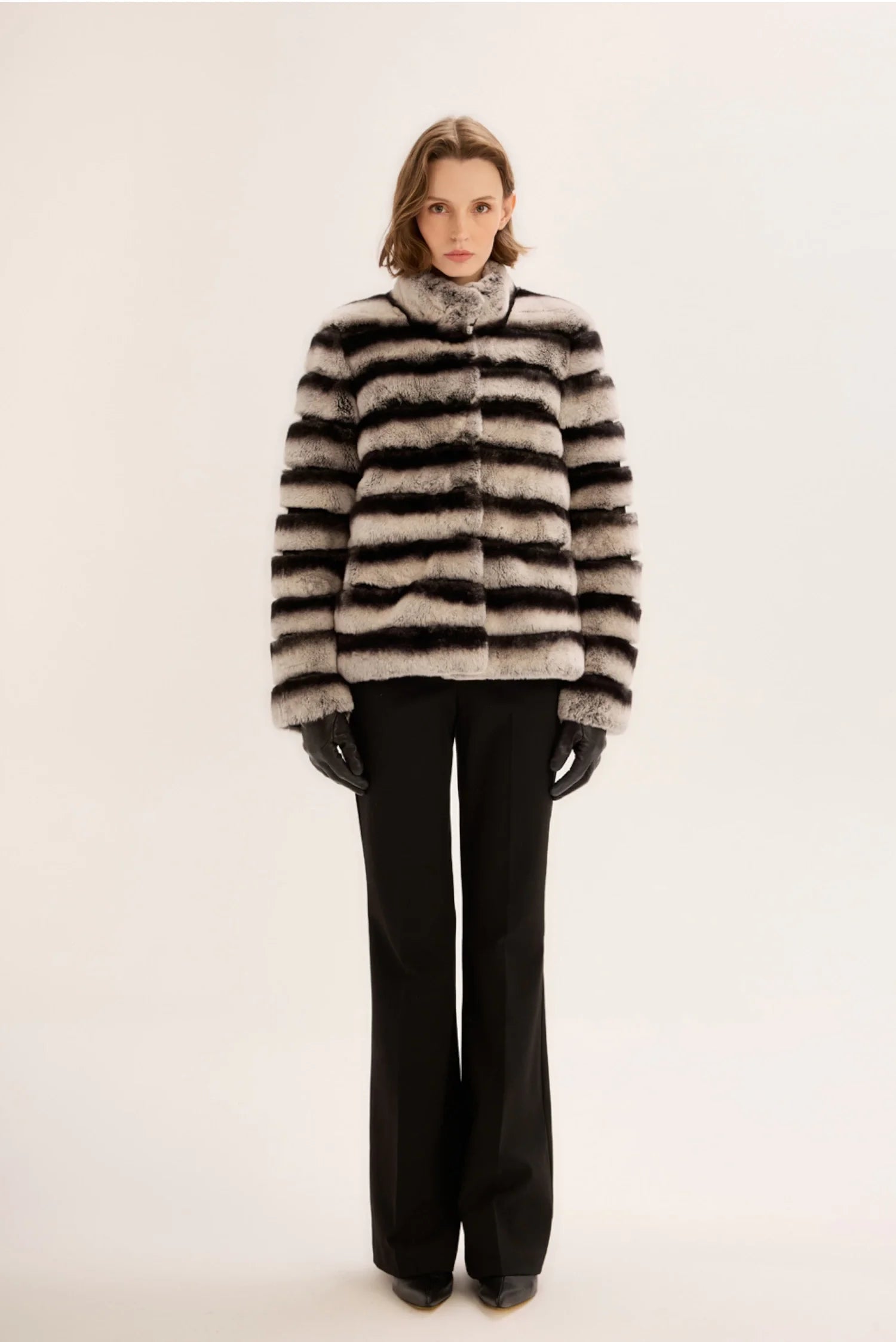 CHINCHILLA KÜRK MONT SİYAH-GRİ