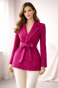 HAND-STITCHED FUCHSIA SHORT CASHMERE COAT