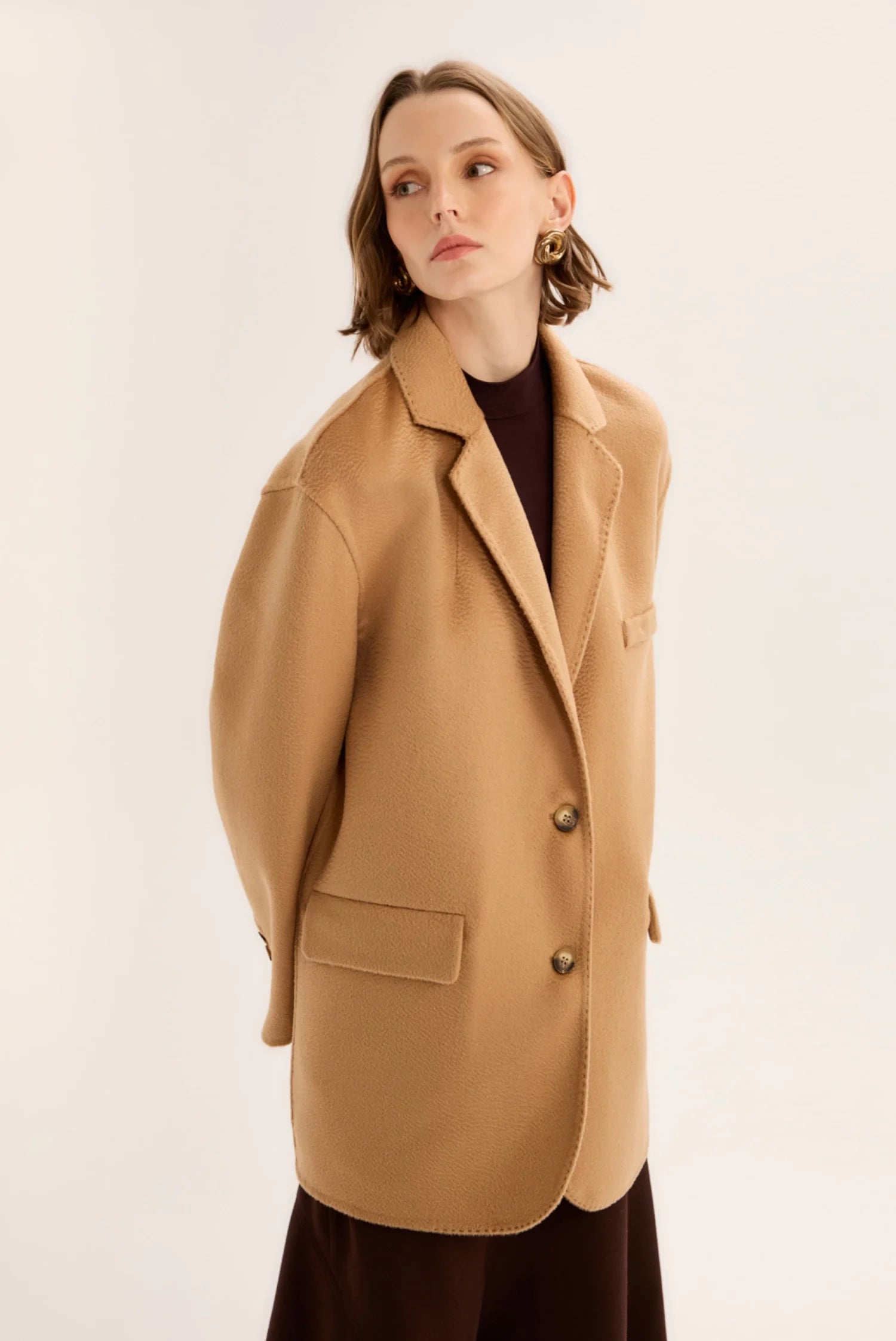 EL DİKİMİ KAŞMİR CEP KAPAKLI CEKET CAMEL