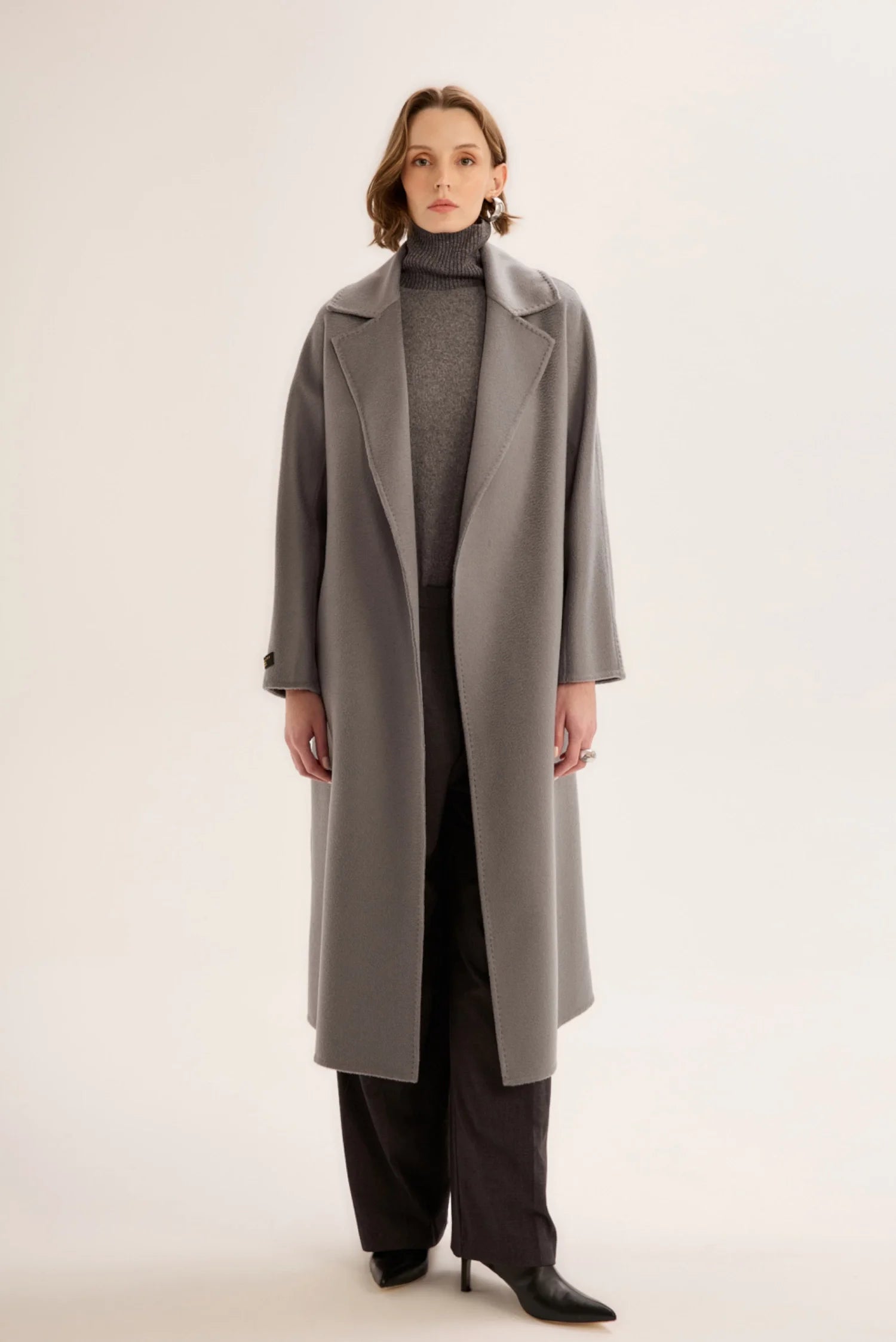 EL DİKİMİ KAŞMİR MANTO GRİ