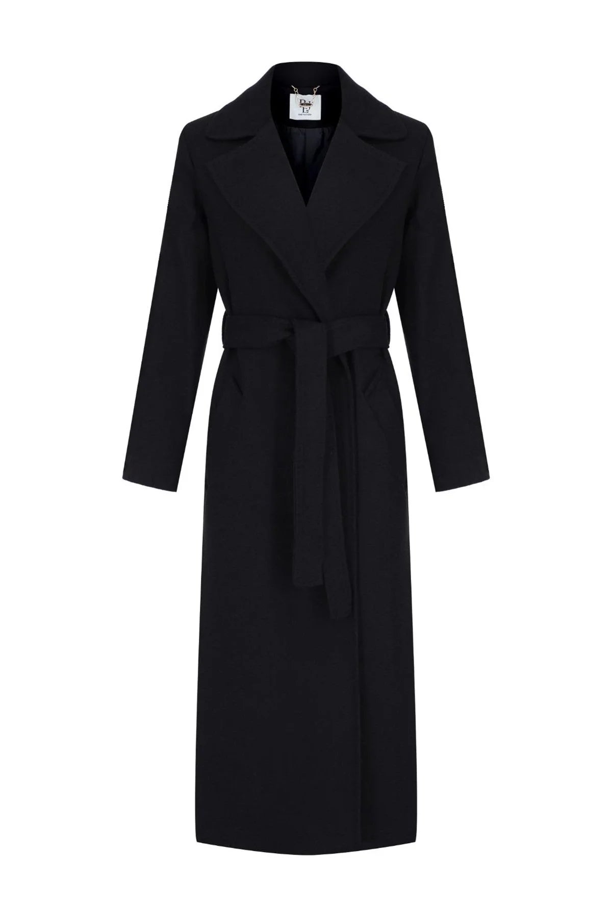 HAND-STITCHED CASHMERE COAT, BLACK.