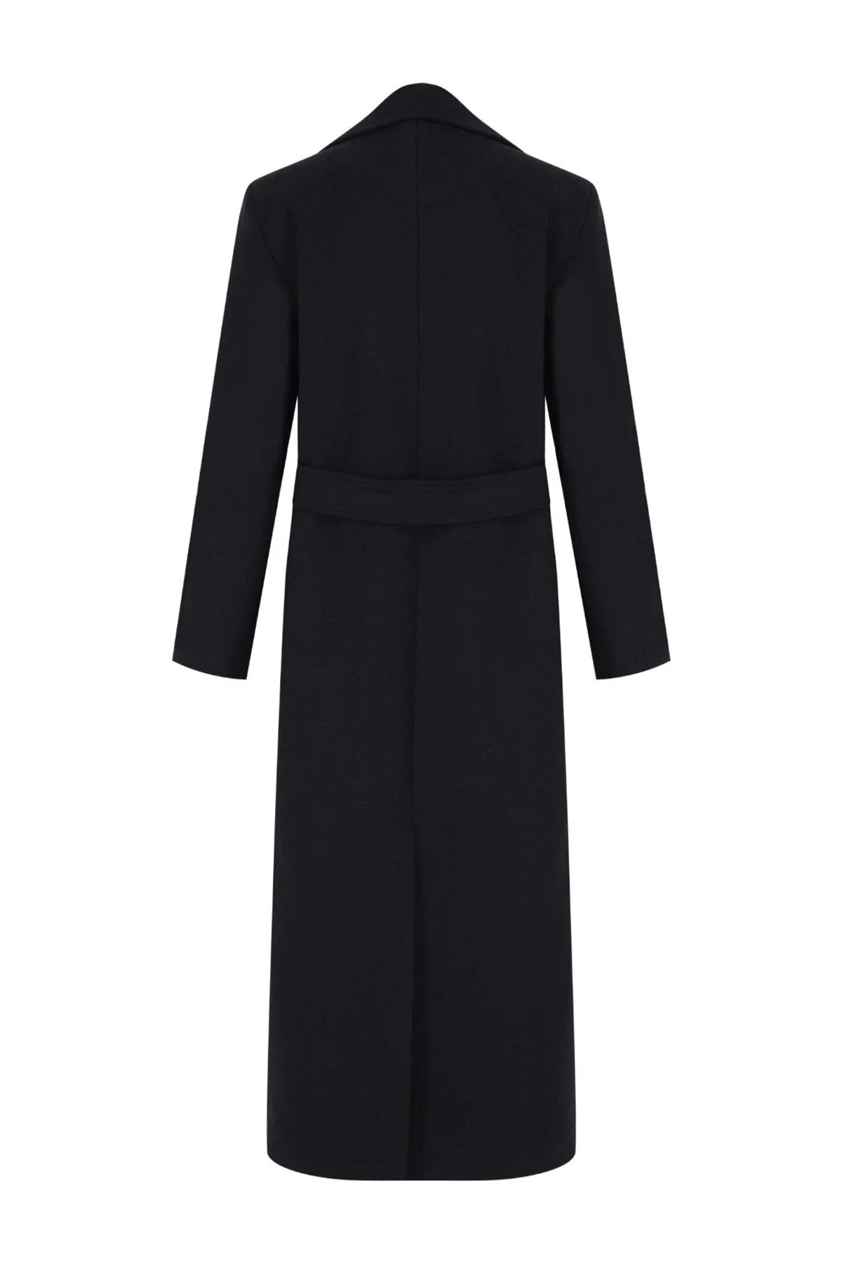 HAND-STITCHED CASHMERE COAT, BLACK.