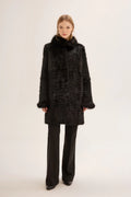 FOX-DETAILED STEPPED LONG BLACK FUR